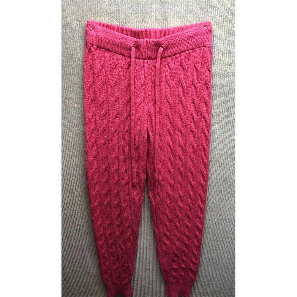 Joyfunear Cableknit Leggings Size M Pink Drawstring Waist Tapered Leg Barbiecore